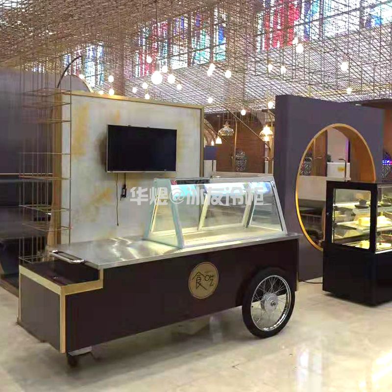 冰友咖啡色小型冰淇淋车硬质冰激凌车移动雪糕车冰淇淋小吃售卖车