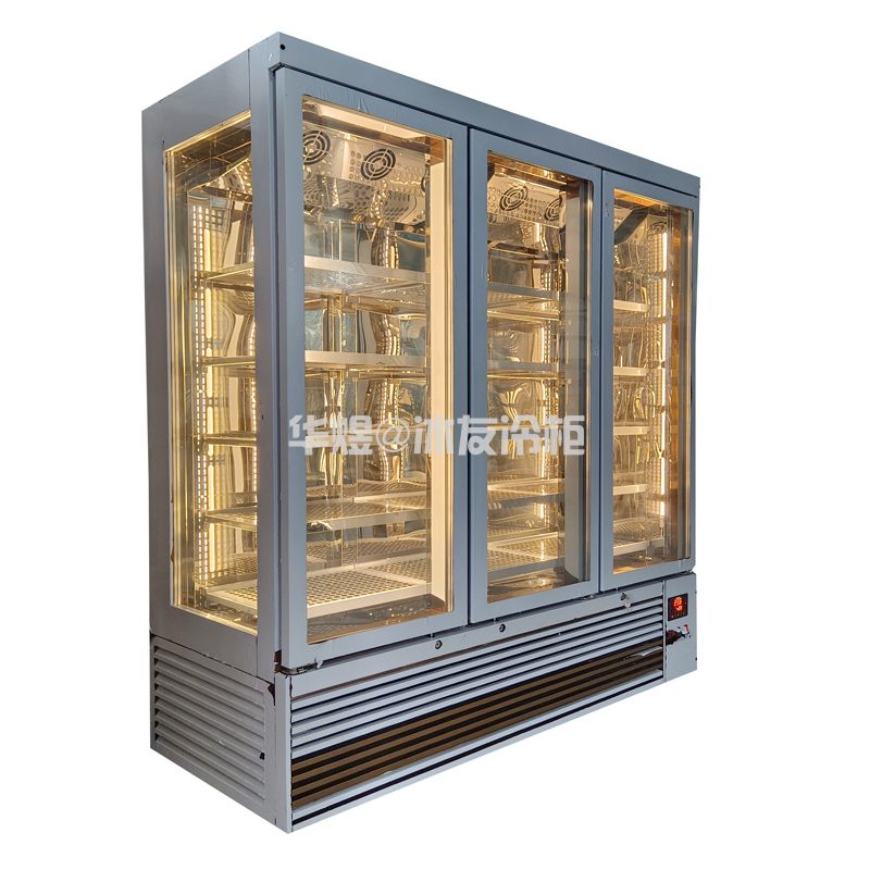 三门两面玻璃低温冷冻柜和牛冷柜低温牛肉展示柜