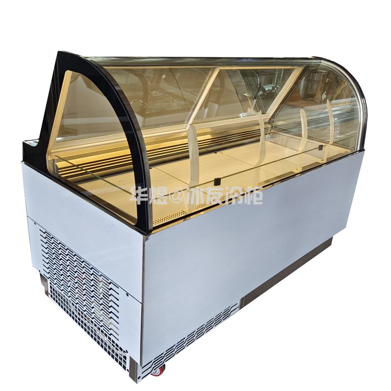 定制卧式圆弧玻璃双机双温展示柜牛肉冷藏柜和牛冷柜
