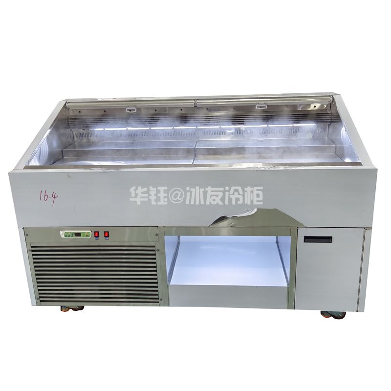 冰友不锈钢开放式冷柜火锅店烤肉店自选菜冷柜生鲜菜保鲜冷柜