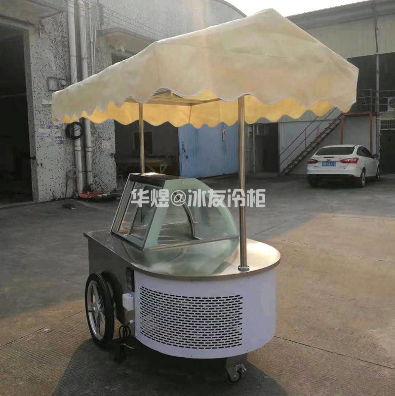 冰友简易款8盘冰淇淋车流动式硬质冰淇淋冷藏冷冻花车(图7)