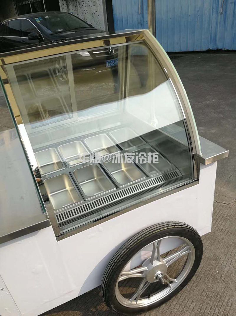 冰友简易款8盘冰淇淋车流动式硬质冰淇淋冷藏冷冻花车(图9)