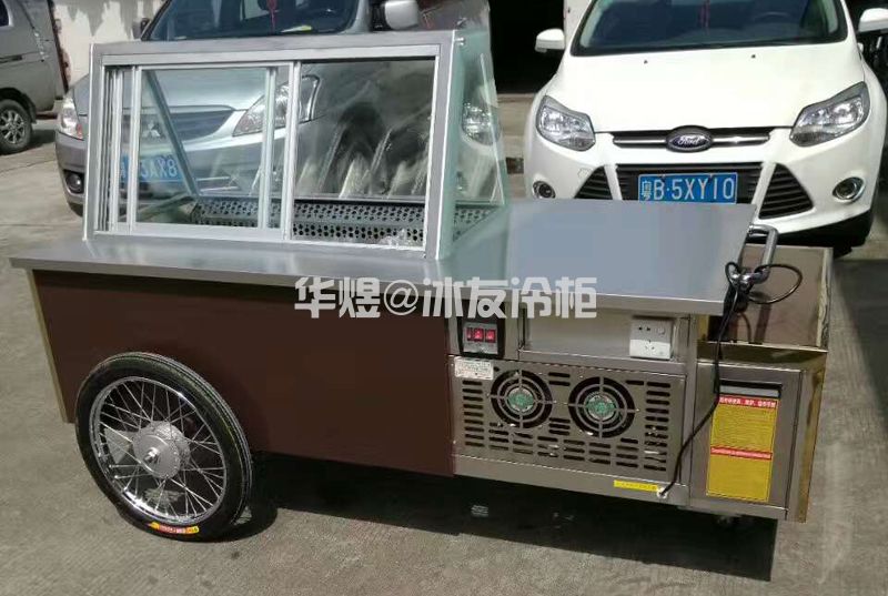 冰友咖啡色小型冰淇淋车硬质冰激凌车移动雪糕车冰淇淋小吃售卖车(图8)