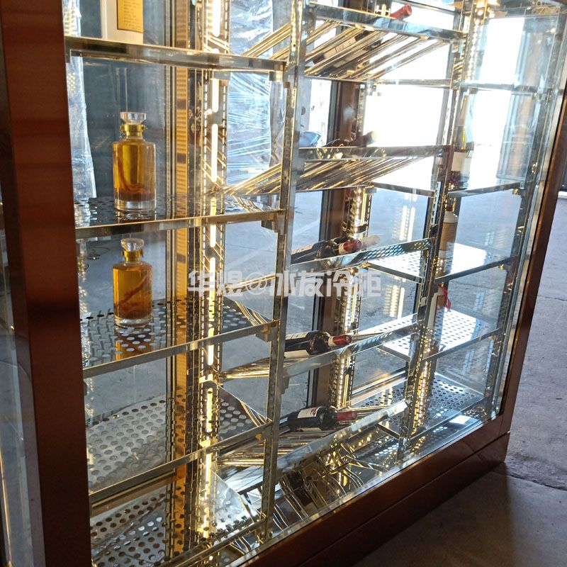 四面玻璃红酒展示柜玫瑰金酒柜高端商用红酒展示冷藏柜(图5)