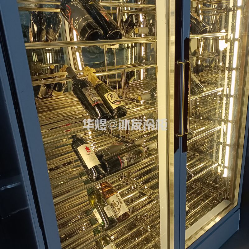 双门玫瑰金酒柜玻璃门酒柜高端商用酒柜广州酒柜厂家(图6)